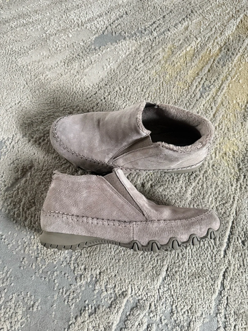 Skechers Bikers Navajo Slip On Sneakers gray leather short boot 49403 7.5
